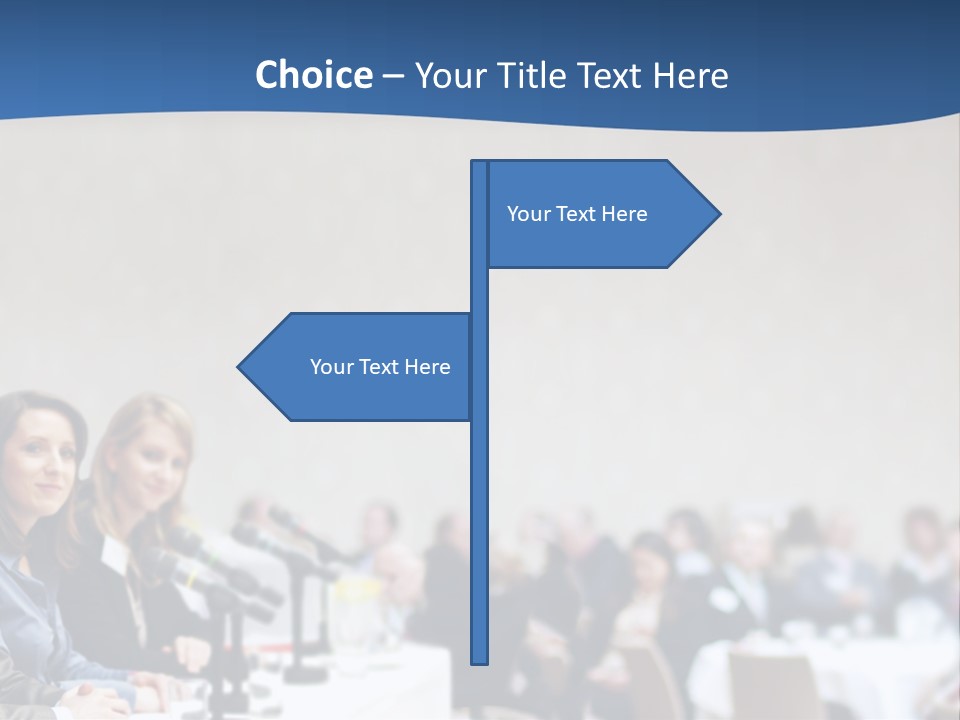 A Group Of People Sitting At A Table In Front Of Microphones PowerPoint Template