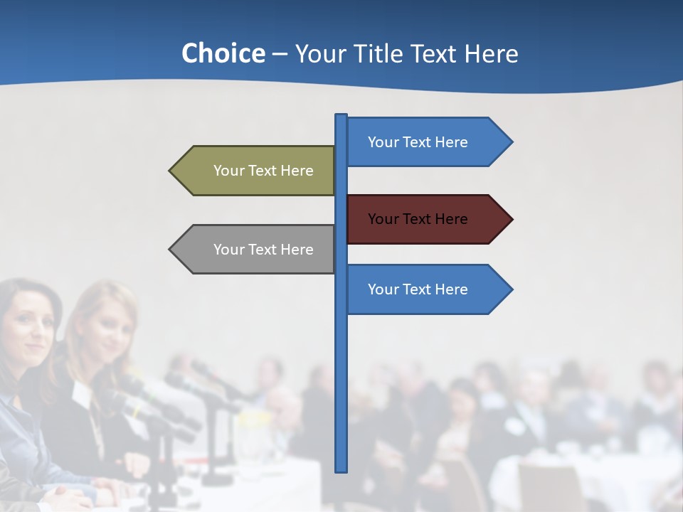 A Group Of People Sitting At A Table In Front Of Microphones PowerPoint Template