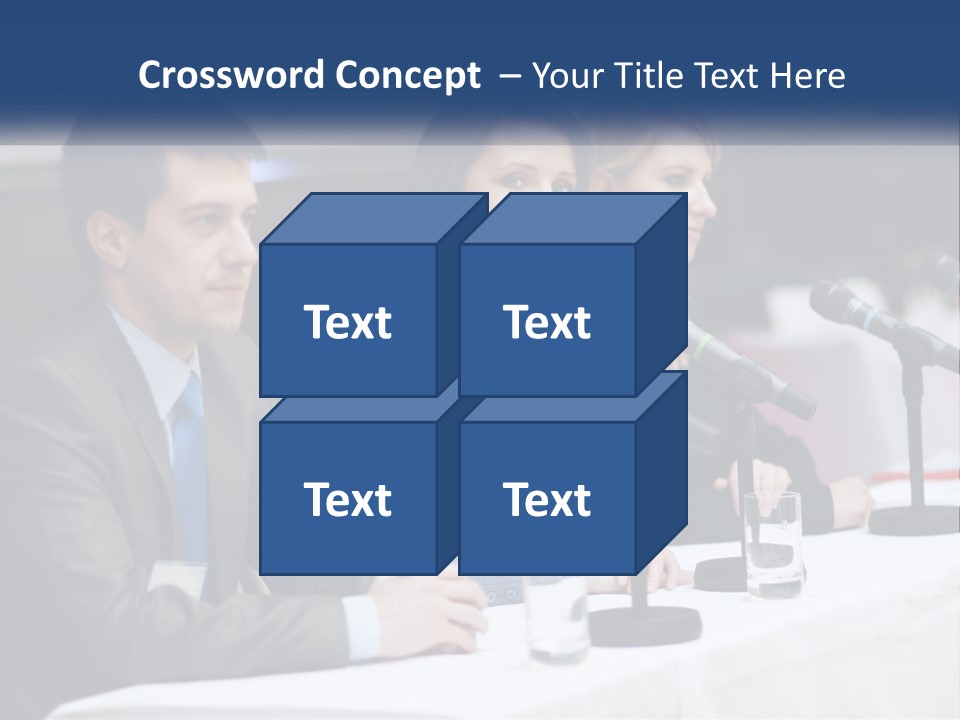 A Group Of People Sitting At A Table With Microphones PowerPoint Template