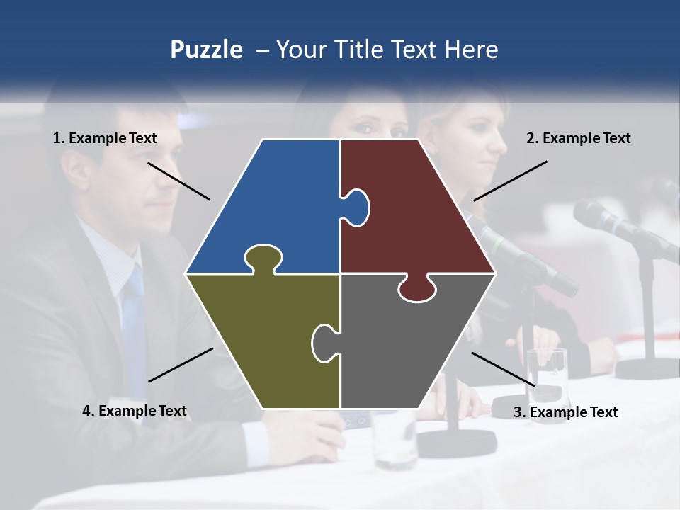 A Group Of People Sitting At A Table With Microphones PowerPoint Template