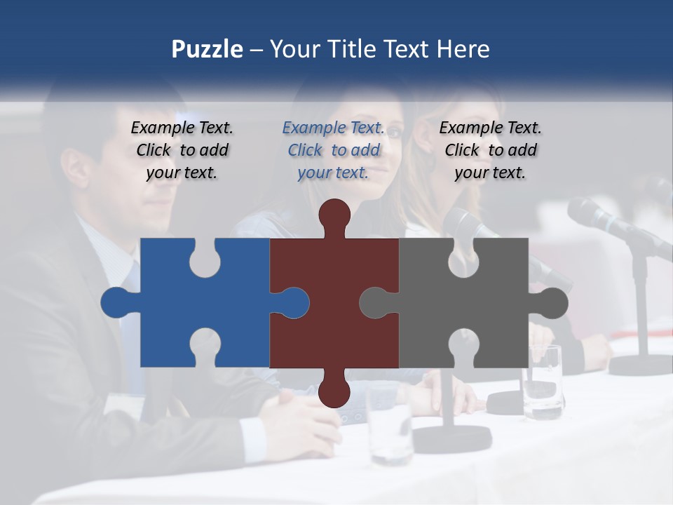 A Group Of People Sitting At A Table With Microphones PowerPoint Template