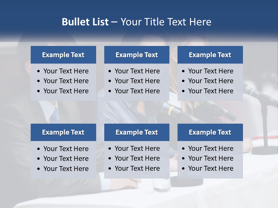 A Group Of People Sitting At A Table With Microphones PowerPoint Template