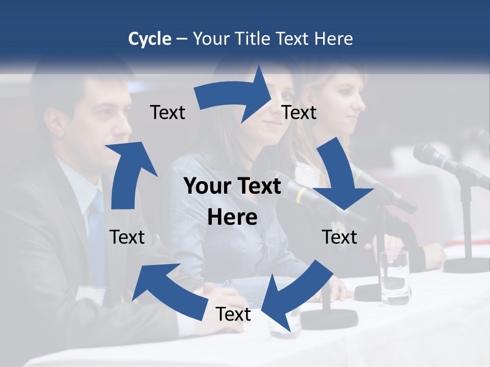 A Group Of People Sitting At A Table With Microphones PowerPoint Template