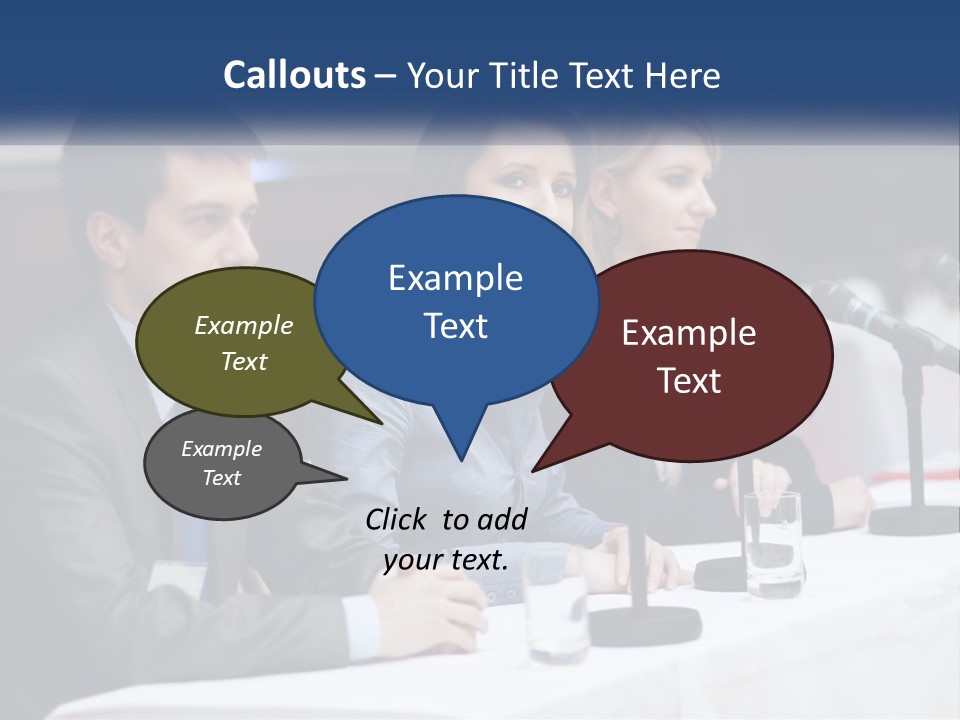 A Group Of People Sitting At A Table With Microphones PowerPoint Template