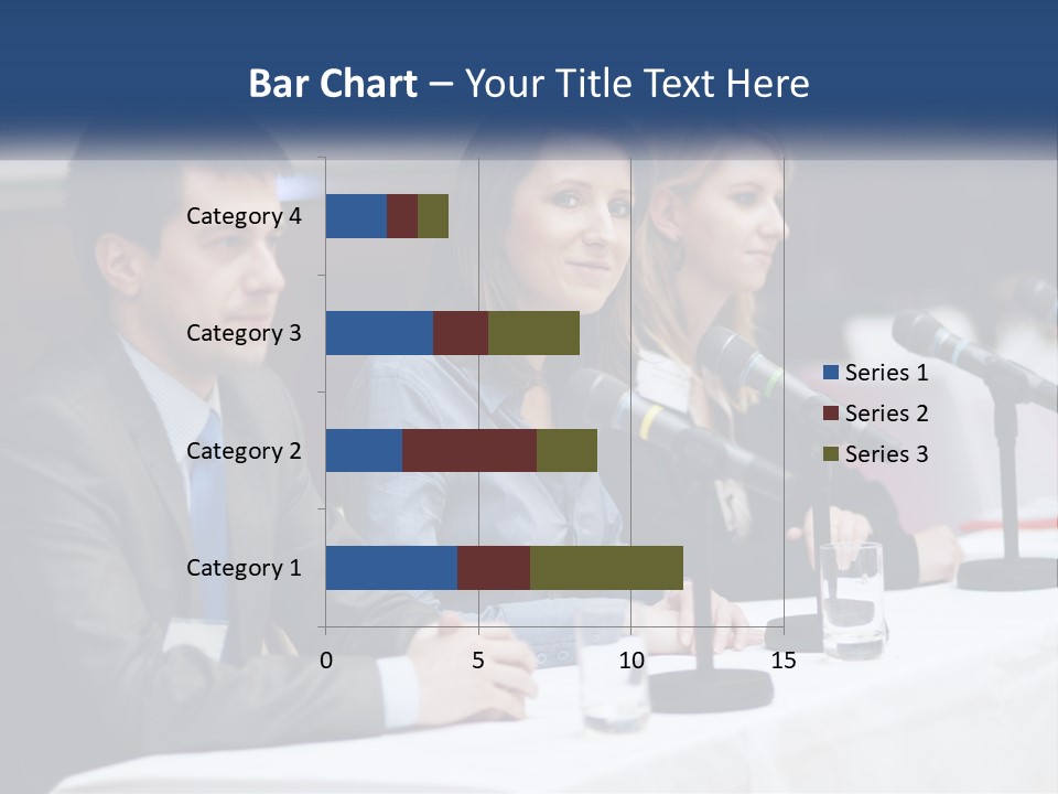 A Group Of People Sitting At A Table With Microphones PowerPoint Template