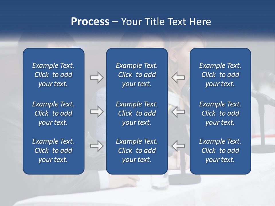 A Group Of People Sitting At A Table With Microphones PowerPoint Template