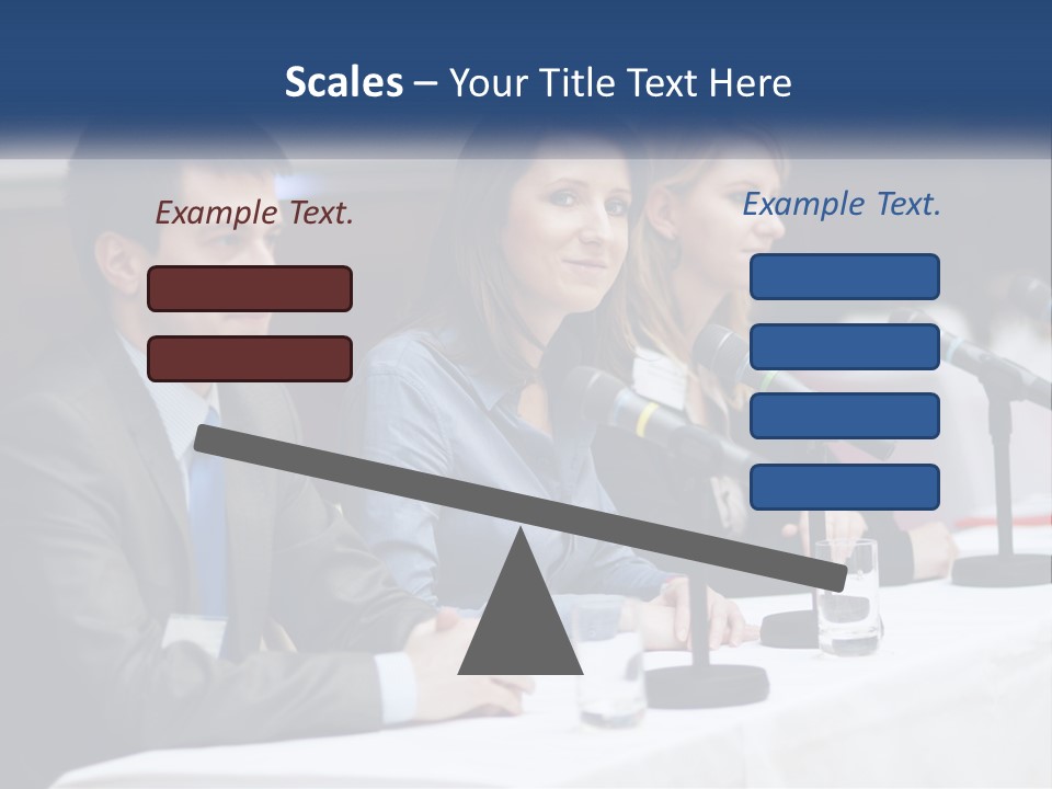 A Group Of People Sitting At A Table With Microphones PowerPoint Template