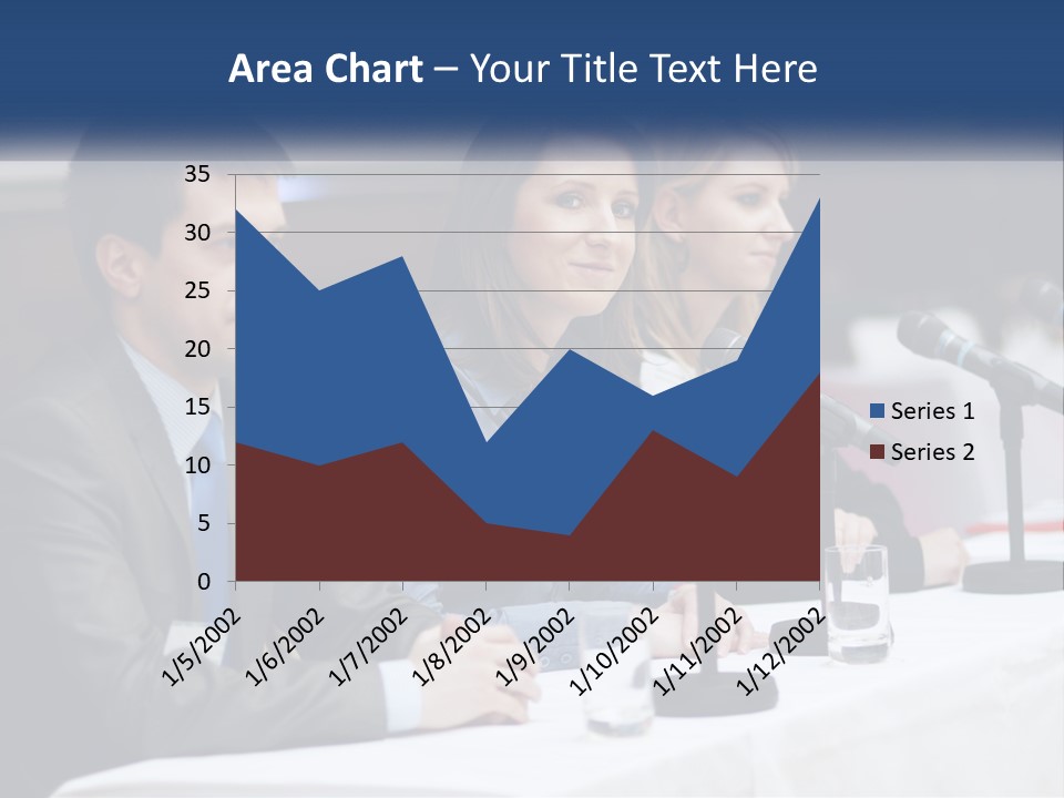 A Group Of People Sitting At A Table With Microphones PowerPoint Template