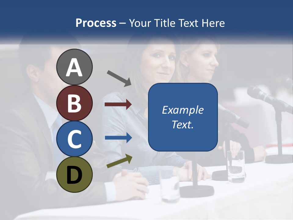 A Group Of People Sitting At A Table With Microphones PowerPoint Template