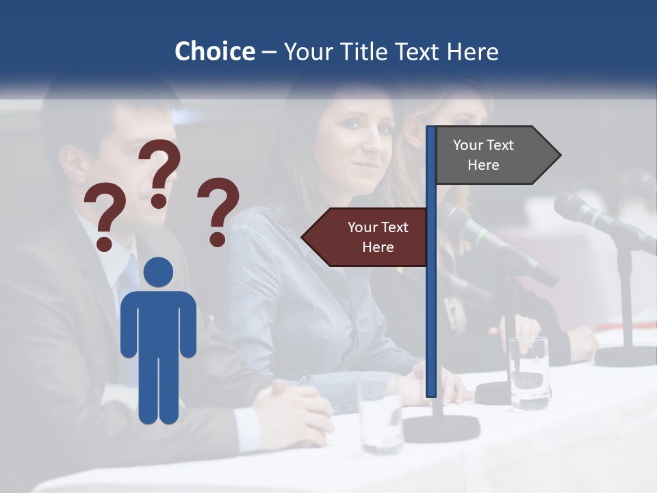 A Group Of People Sitting At A Table With Microphones PowerPoint Template