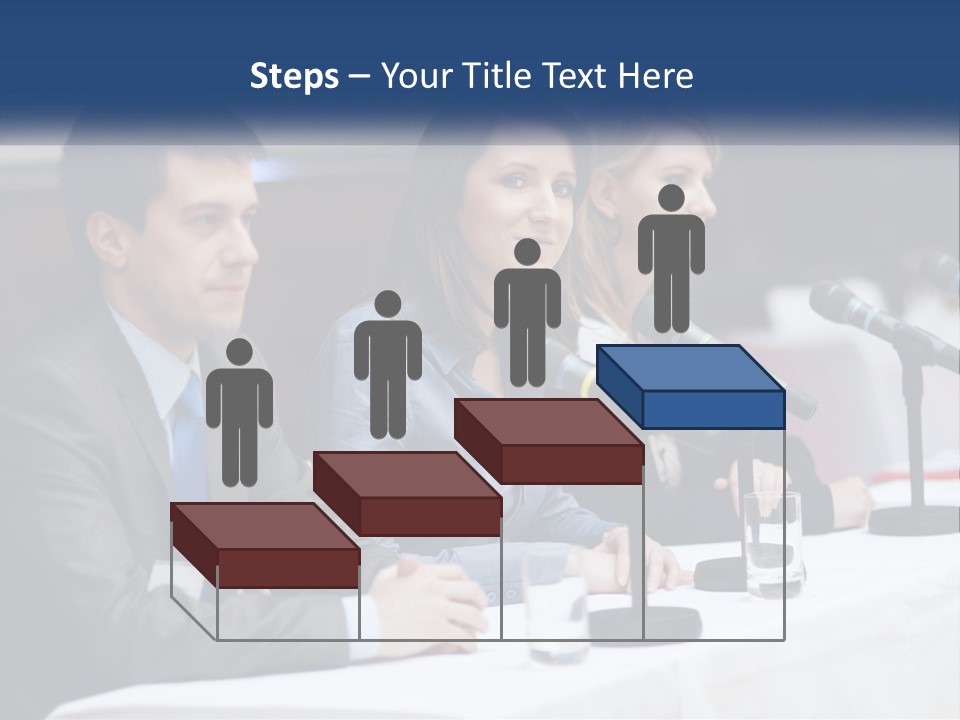 A Group Of People Sitting At A Table With Microphones PowerPoint Template