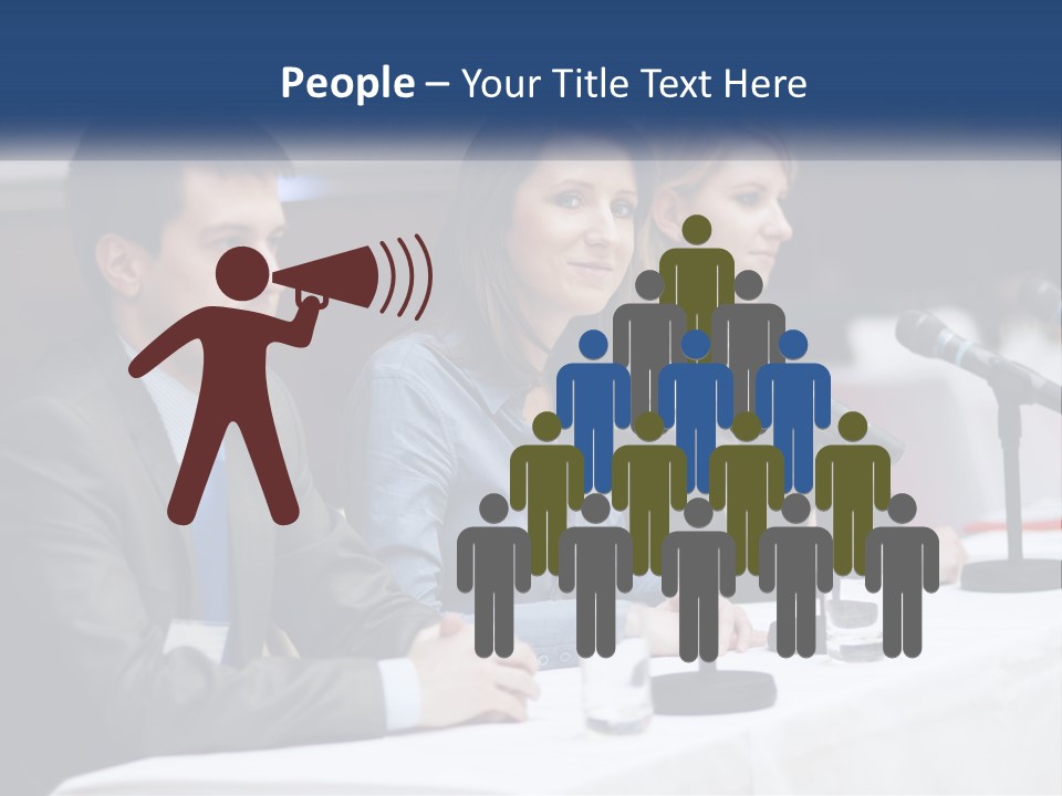 A Group Of People Sitting At A Table With Microphones PowerPoint Template