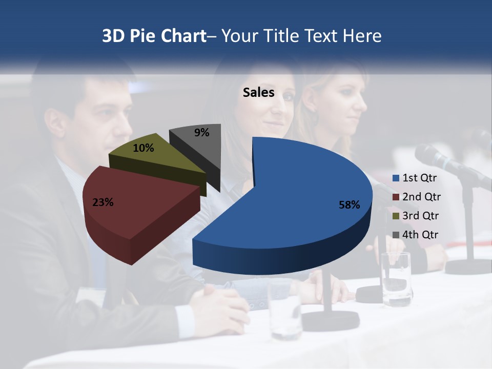 A Group Of People Sitting At A Table With Microphones PowerPoint Template