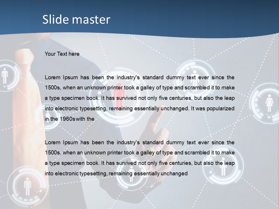 A Man In A Tie Is Pointing To A Network Of People PowerPoint Template