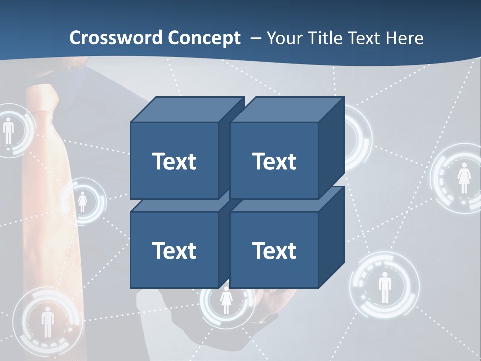 A Man In A Tie Is Pointing To A Network Of People PowerPoint Template