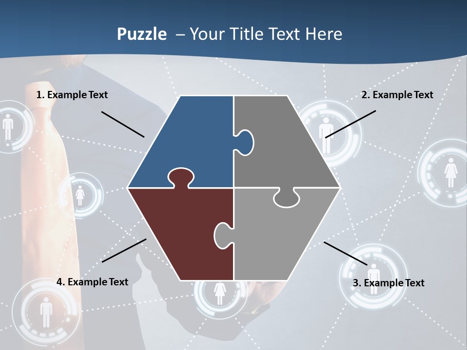 A Man In A Tie Is Pointing To A Network Of People PowerPoint Template