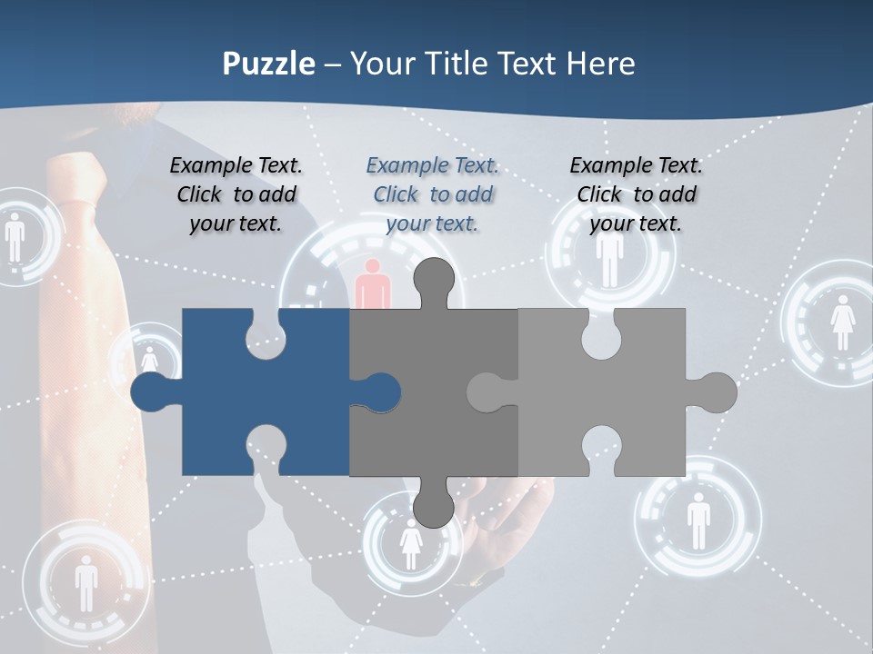 A Man In A Tie Is Pointing To A Network Of People PowerPoint Template