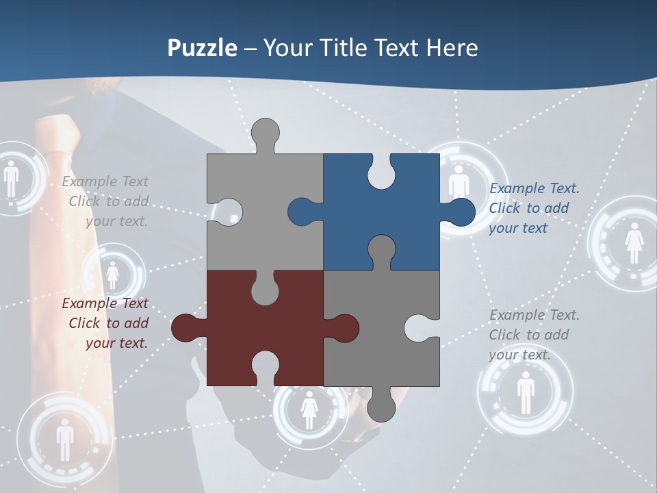 A Man In A Tie Is Pointing To A Network Of People PowerPoint Template