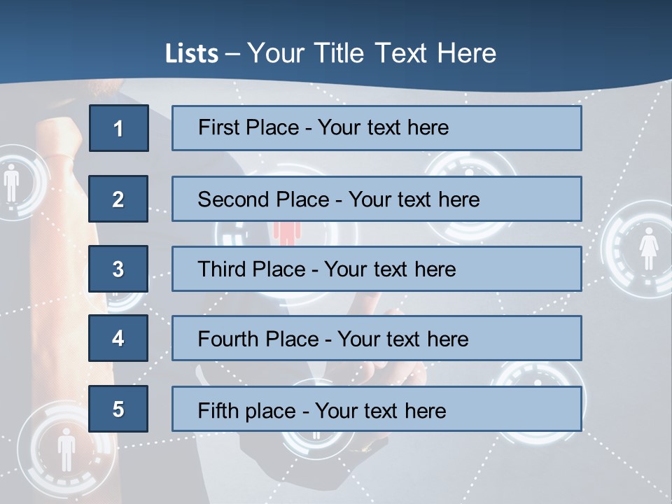 A Man In A Tie Is Pointing To A Network Of People PowerPoint Template