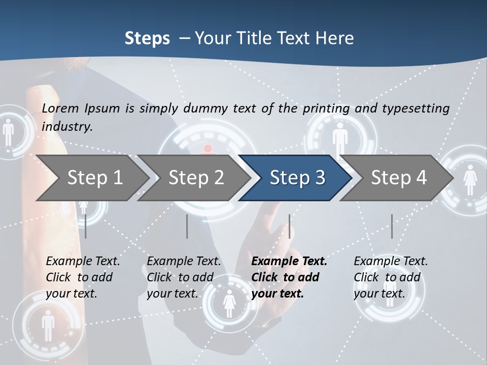A Man In A Tie Is Pointing To A Network Of People PowerPoint Template