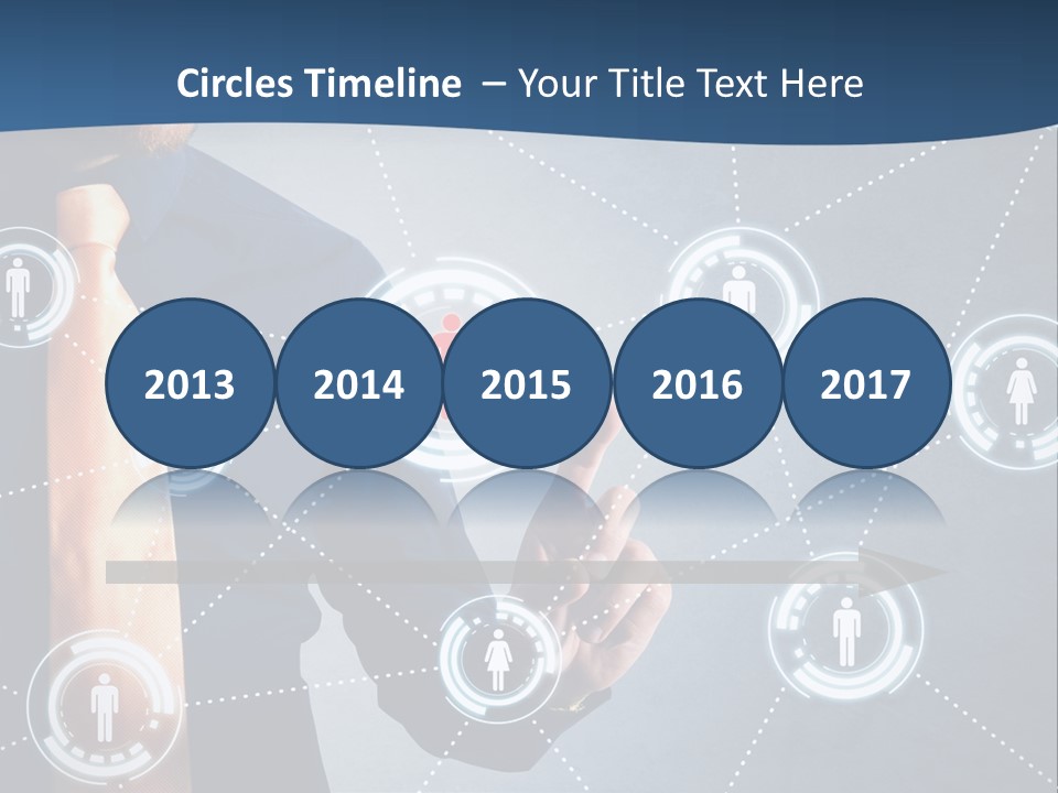 A Man In A Tie Is Pointing To A Network Of People PowerPoint Template