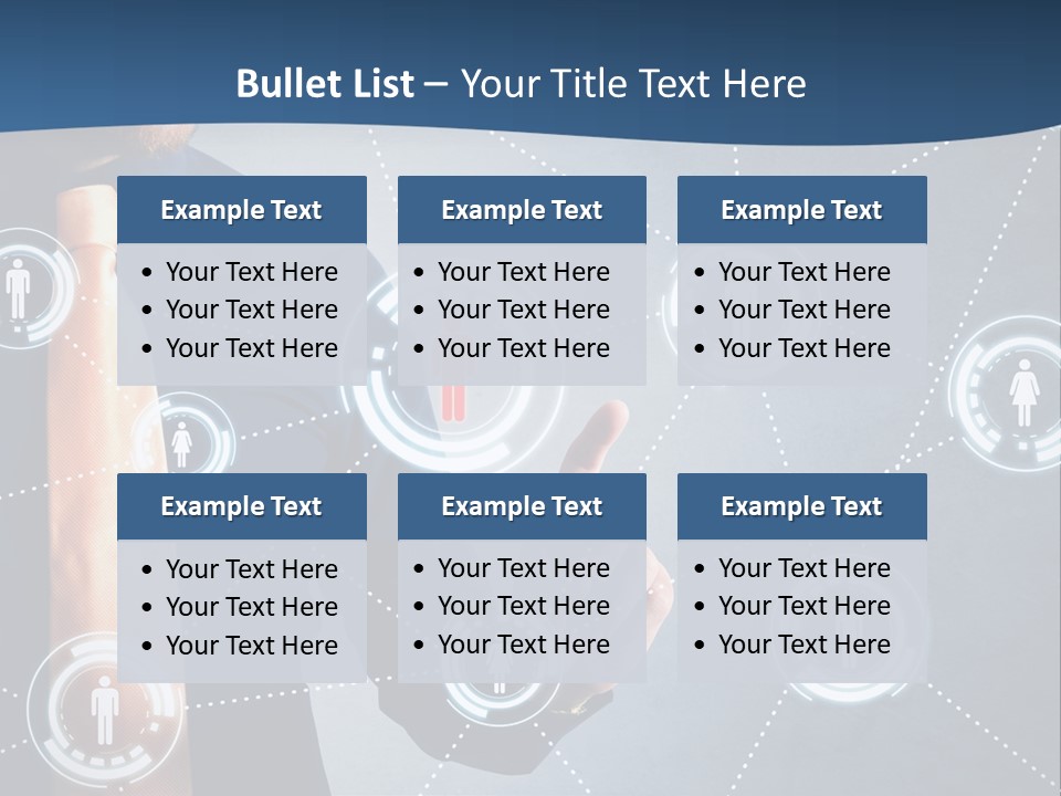 A Man In A Tie Is Pointing To A Network Of People PowerPoint Template