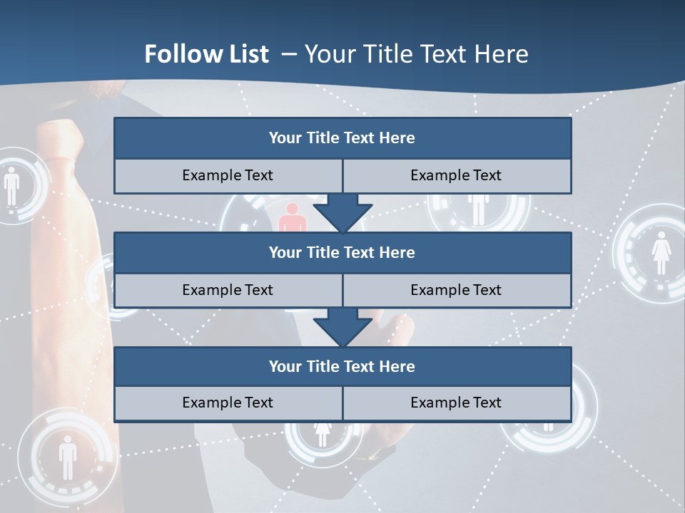 A Man In A Tie Is Pointing To A Network Of People PowerPoint Template