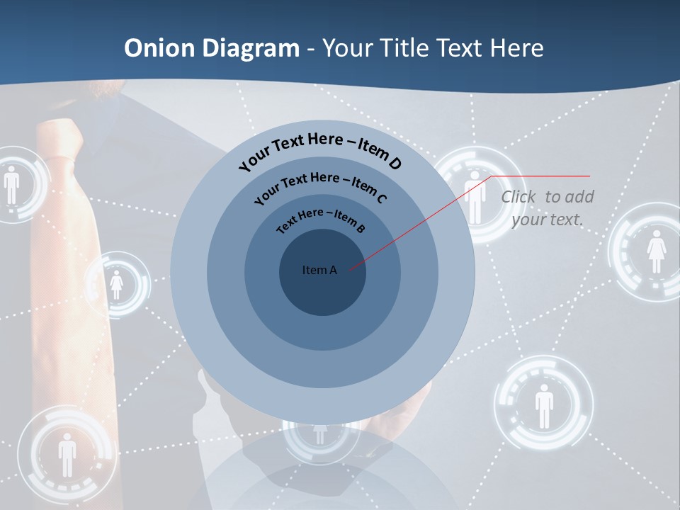 A Man In A Tie Is Pointing To A Network Of People PowerPoint Template