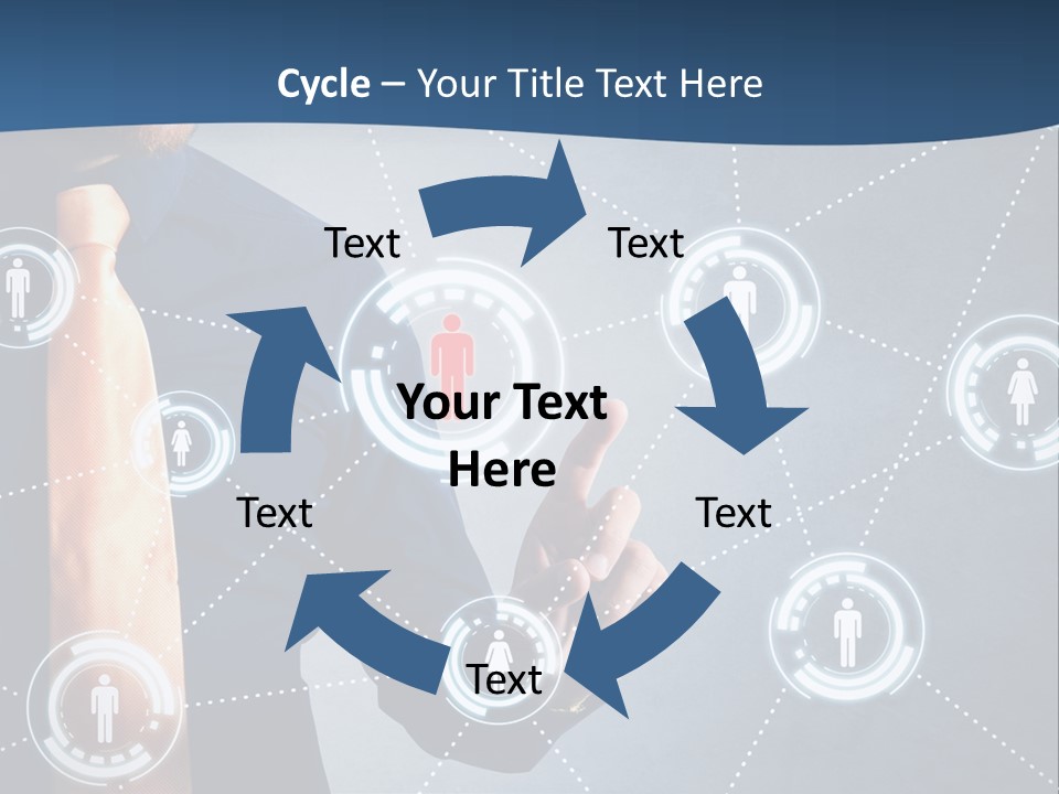 A Man In A Tie Is Pointing To A Network Of People PowerPoint Template