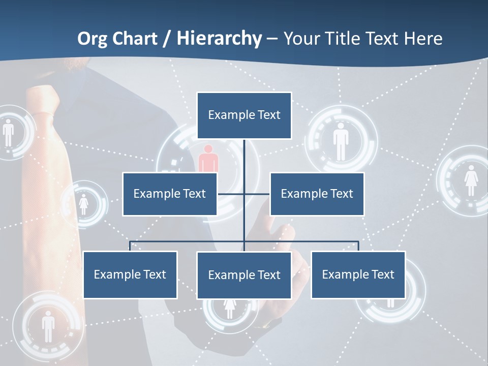 A Man In A Tie Is Pointing To A Network Of People PowerPoint Template