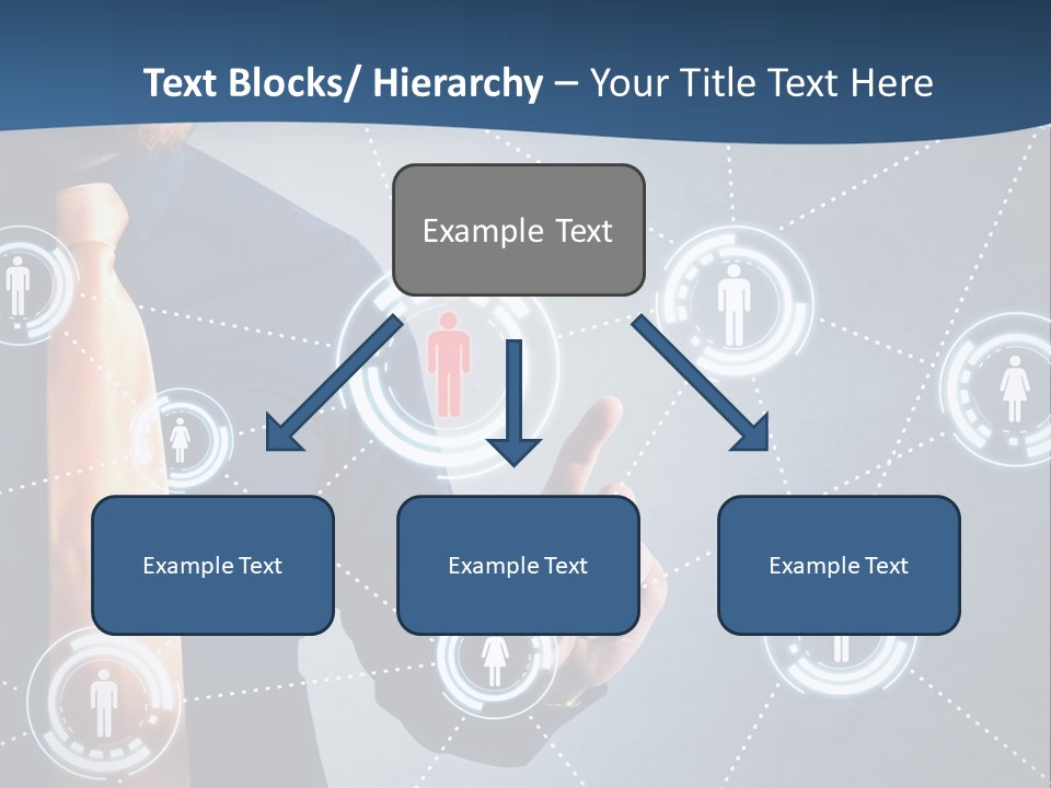 A Man In A Tie Is Pointing To A Network Of People PowerPoint Template