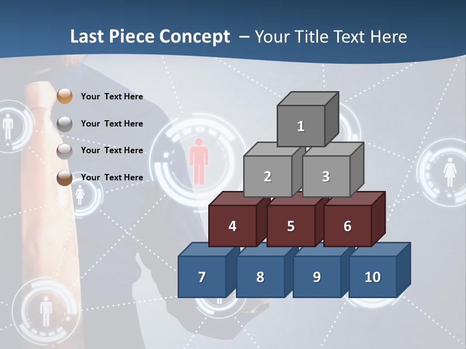 A Man In A Tie Is Pointing To A Network Of People PowerPoint Template