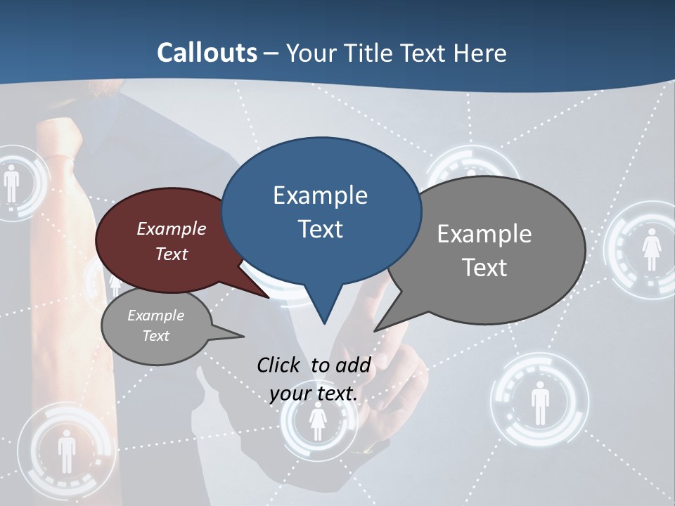 A Man In A Tie Is Pointing To A Network Of People PowerPoint Template