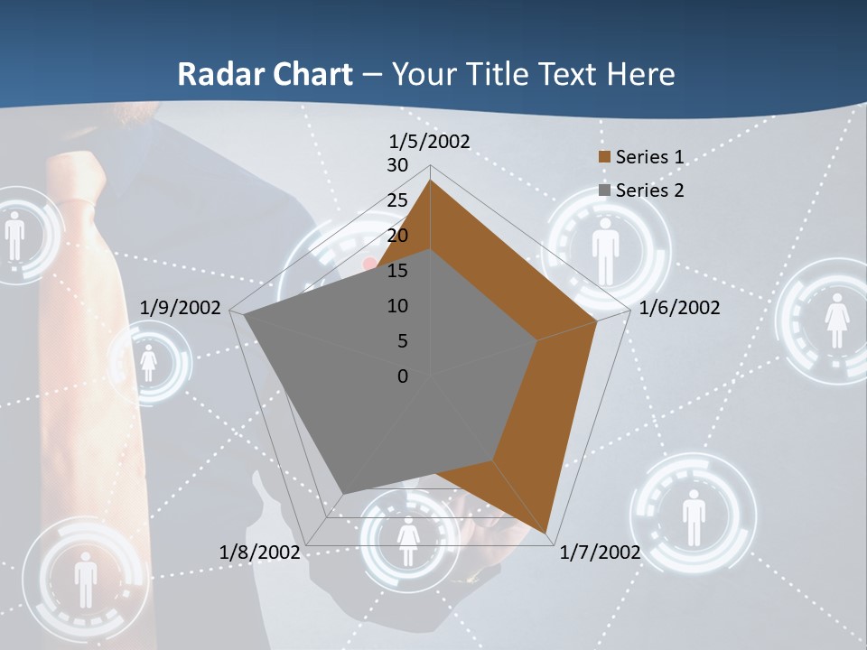 A Man In A Tie Is Pointing To A Network Of People PowerPoint Template