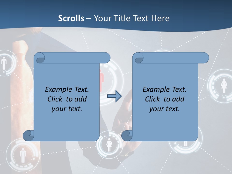A Man In A Tie Is Pointing To A Network Of People PowerPoint Template