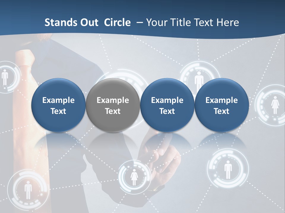 A Man In A Tie Is Pointing To A Network Of People PowerPoint Template