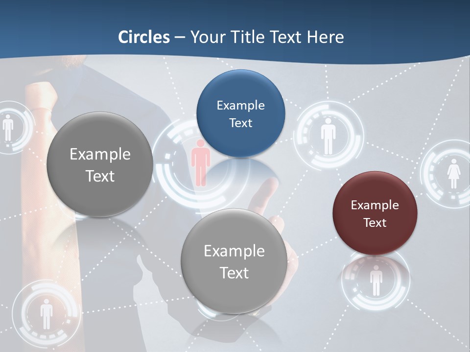 A Man In A Tie Is Pointing To A Network Of People PowerPoint Template