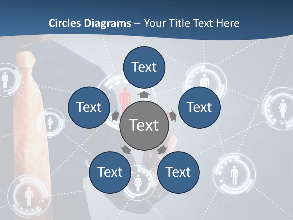A Man In A Tie Is Pointing To A Network Of People PowerPoint Template