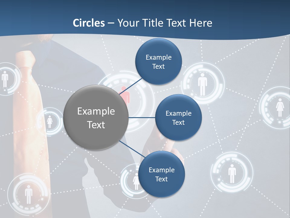 A Man In A Tie Is Pointing To A Network Of People PowerPoint Template