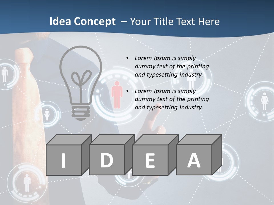 A Man In A Tie Is Pointing To A Network Of People PowerPoint Template