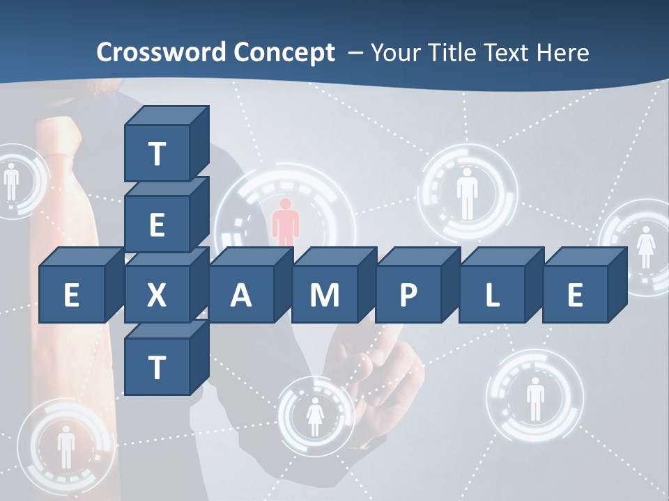 A Man In A Tie Is Pointing To A Network Of People PowerPoint Template