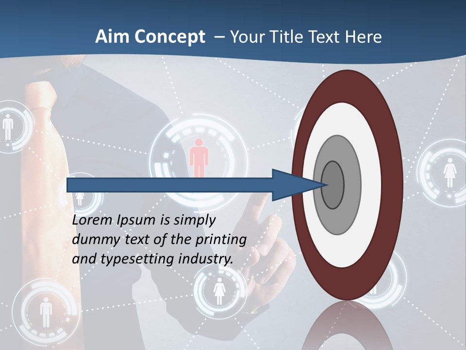 A Man In A Tie Is Pointing To A Network Of People PowerPoint Template