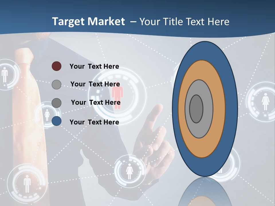 A Man In A Tie Is Pointing To A Network Of People PowerPoint Template