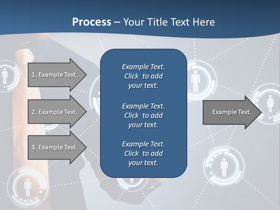 A Man In A Tie Is Pointing To A Network Of People PowerPoint Template
