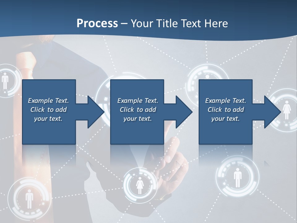 A Man In A Tie Is Pointing To A Network Of People PowerPoint Template