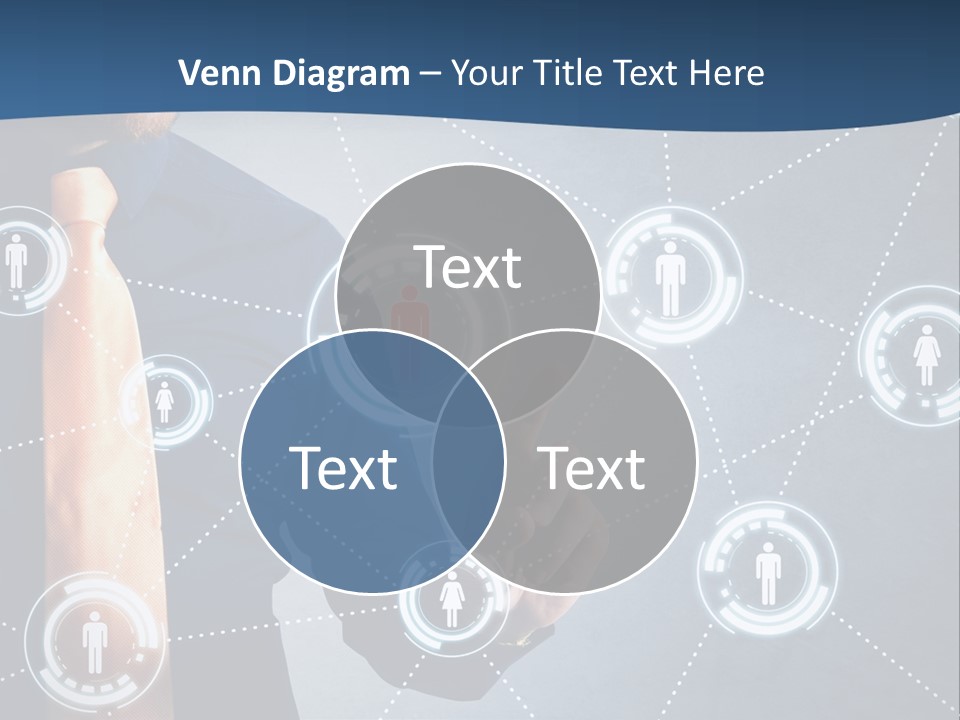 A Man In A Tie Is Pointing To A Network Of People PowerPoint Template
