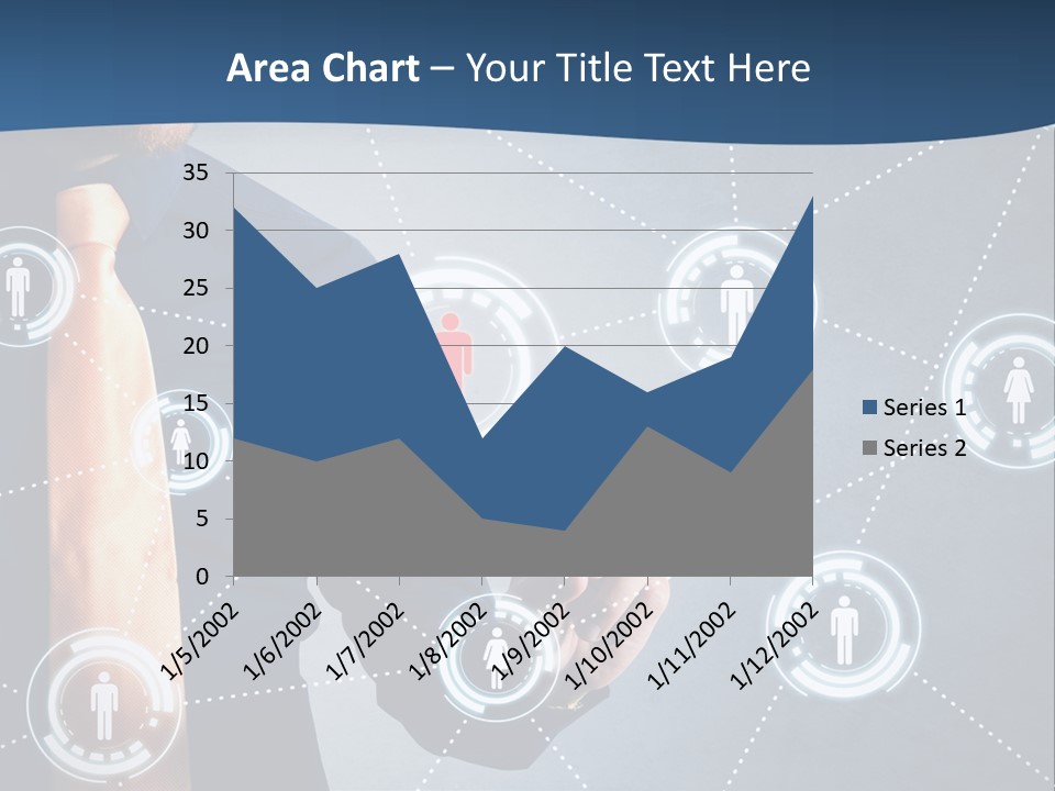 A Man In A Tie Is Pointing To A Network Of People PowerPoint Template