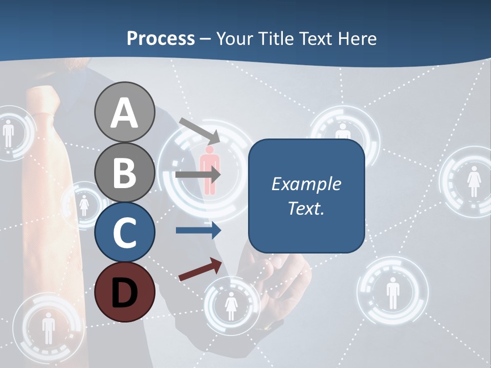 A Man In A Tie Is Pointing To A Network Of People PowerPoint Template