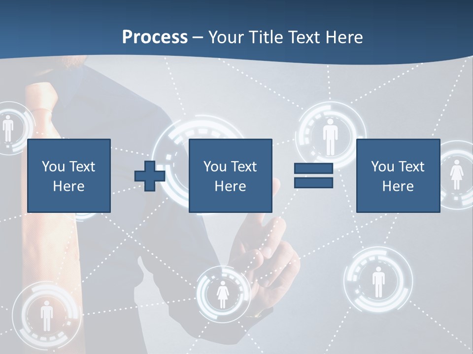A Man In A Tie Is Pointing To A Network Of People PowerPoint Template