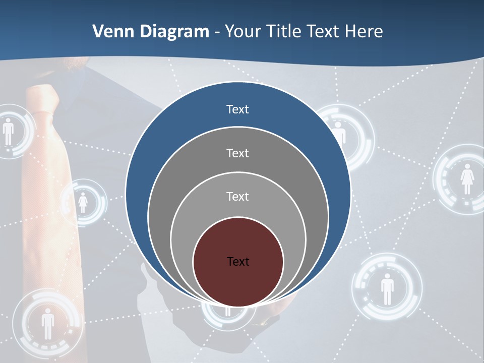A Man In A Tie Is Pointing To A Network Of People PowerPoint Template